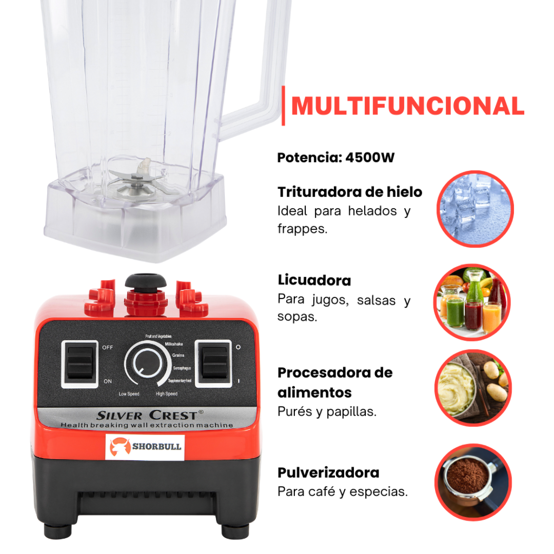Licuadora Profesional Shorbull - 4500W - 2 Años de Garantía TOTAL